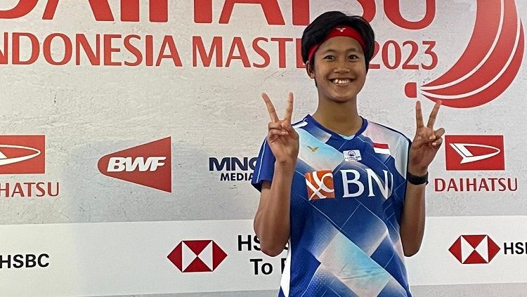 Tunggal Putri Indonesia, Putri Kusuma Wardani, usai pertandingan Indonesia Masters 2023 hari ini, Rabu (25/01/23). Copyright: © Ammara Marthiara/INDOSPORT