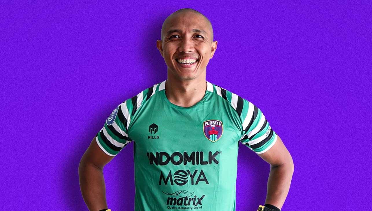 Kiper Persita Tangerang, Aditya Harlan, bertekad membawa timnya akhiri rekor buruk saat lawan mantan klub Barito Putera di laga perdana Liga 1 2023/24. (Foto: Persita) Copyright: © Persita