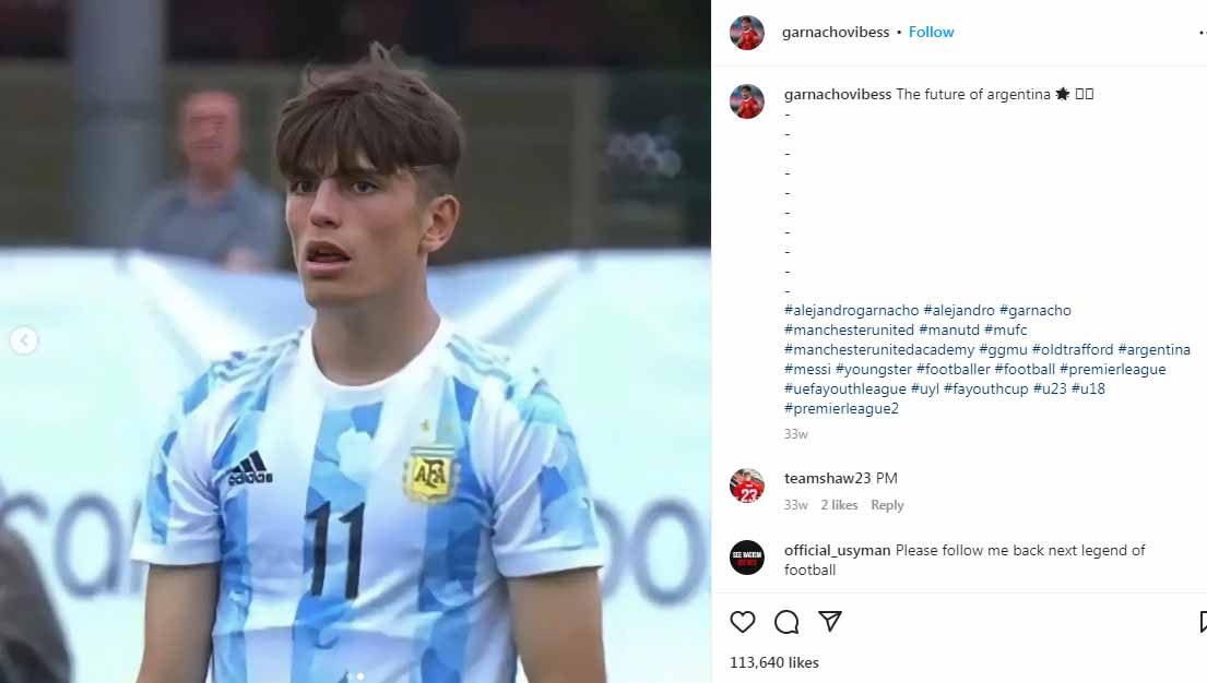 Tanpa diperkuat winger Manchester United, Alejandro Garnacho, Timnas Argentina gagal lolos ke Piala Dunia U-20 di Indonesia. Copyright: © Instagram@garnachovibess