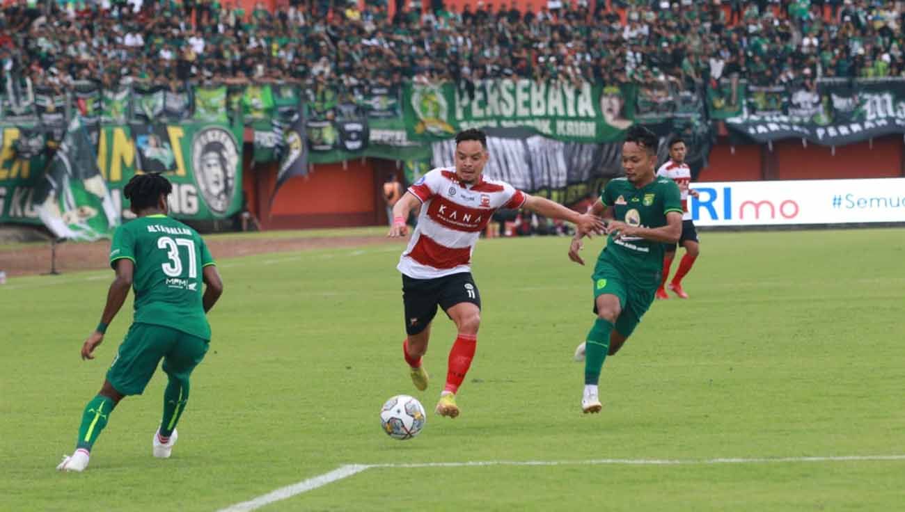 Pertandingan antara Madura United vs Persebaya Surabayadi BRI Liga 1 2023. (Foto: MO Madura United) Copyright: © MO Madura United