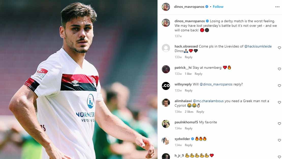 Bek tangguh milik Timnas Yunani, Konstantinos Mavropanos buka suara usai rumor ketertarikan klub Liga Italia, Inter Milan terhadap dirinya pada bursa transfer. Copyright: © Instagram@dinos_mavropanos