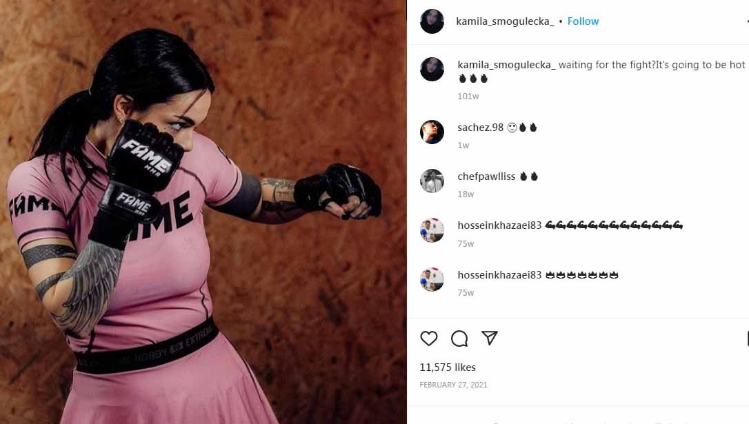 Petarung cantik MMA, Kamila Smogulecka, banjir dukungan usai unggah foto-foto dirinya yang babak belur usai tanding. Copyright: © Instagram@kamila_smogulecka_