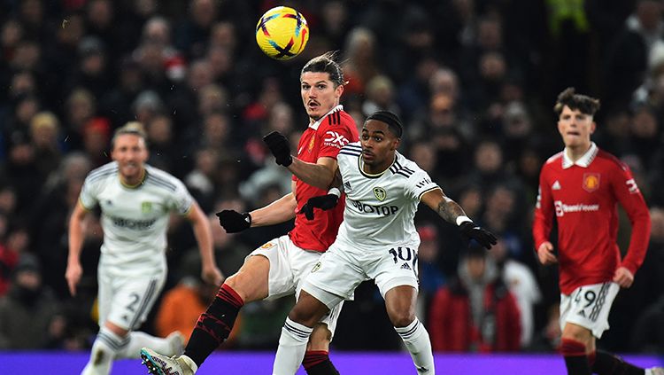 Marcel Sabitzer berperan besar dalam kemenangan Manchester United atas Fulham di perempat final Piala FA 2022/2023, Minggu (19/03/23) malam WIB. Copyright: © REUTERS/Peter Powel