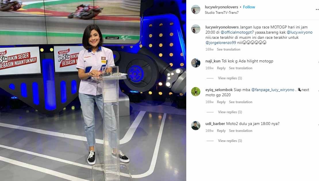 Lucy Wiryono, pembawa acara motoGp. (Foto: Instagram@lucywiryonolovers) Copyright: &copy; Instagram@lucywiryonolovers