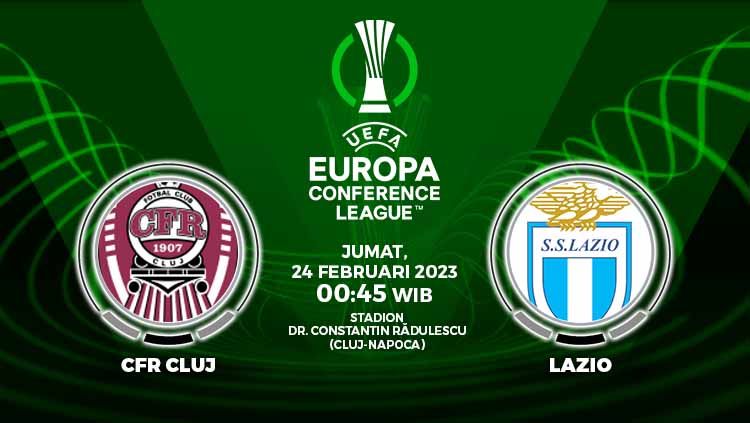 Berikut adalah prediksi leg kedua babak play off knockout UEFA Conference League antara CFR Cluj vs Lazio pada hari Jumat (24/02/23) dini hari WIB. Copyright: © Grafis: Yuhariyanto/Indosport