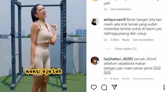 Fanny Ghassani bagikan tips workout bermanfaat untuk netizen. (Foto: Instagram@fannyghassani) Copyright: © Instagram@fannyghassani