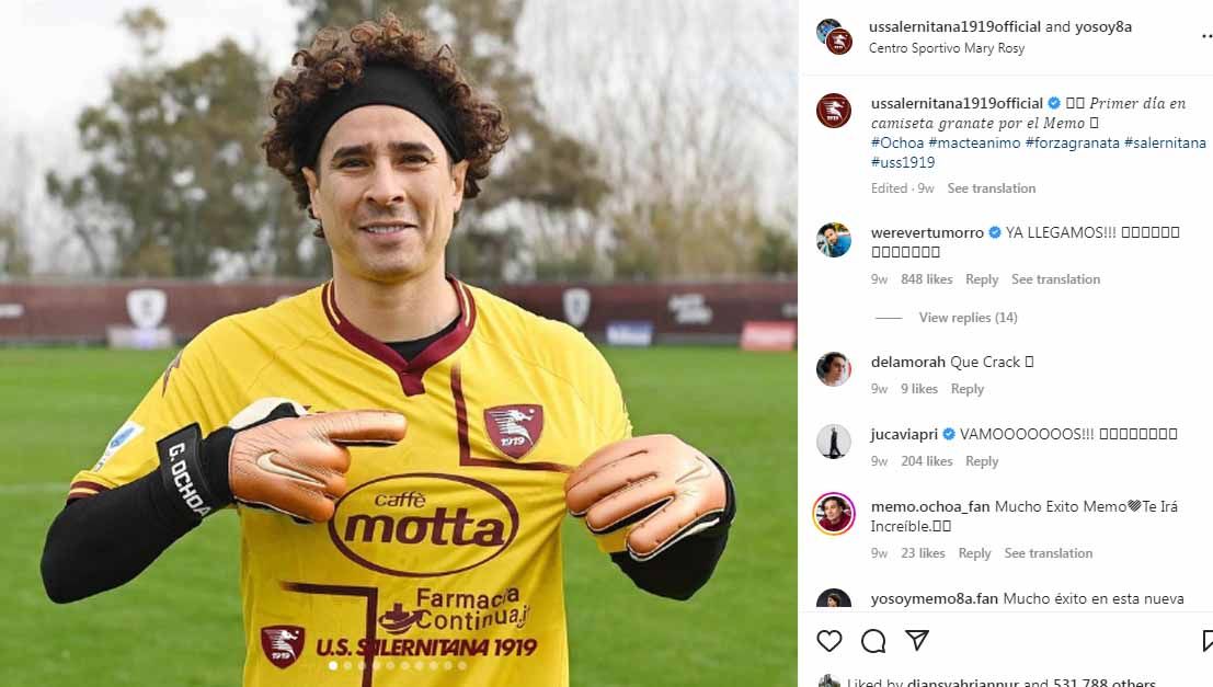 Guillermo Ochoa, kiper Salernitana FC. (Foto: Instagram@ussalernitana1919official) Copyright: © Instagram@ussalernitana1919official