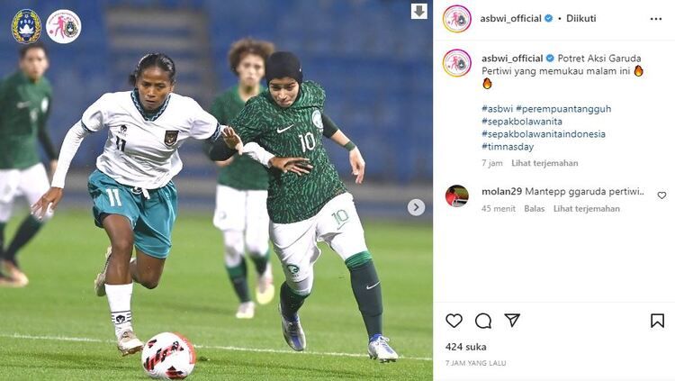 Baiq Amiatun Shalihah, pemain Timnas Putri Indonesia saat menghadapi Arab Saudi di FIFA Women's Match Day 2023, Minggu (26/02/23). Copyright: © PSSI/Instagram @asbwi_official