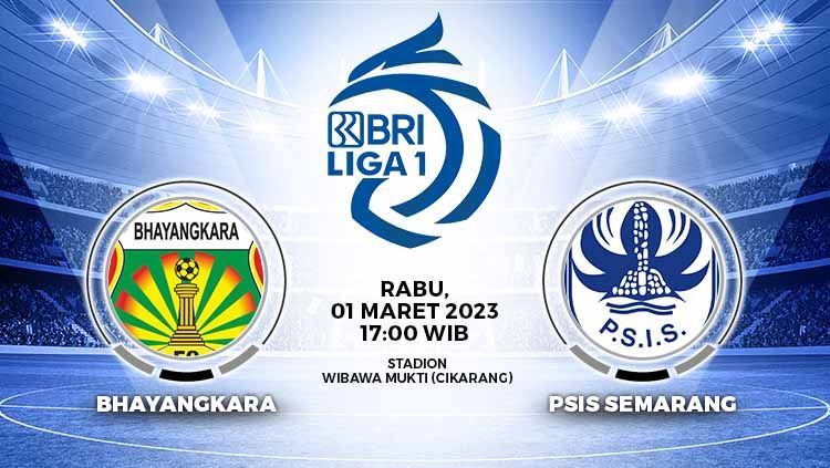 Berikut adalah prediksi untuk laga pembuka pekan ke-28 Liga 1 2022/2023, Bhayangkara FC vs PSIS Semarang, yang akan digelar pada Rabu (01/03/23) petang WIB. Copyright: © Grafis: Yuhariyanto/INDOSPORT