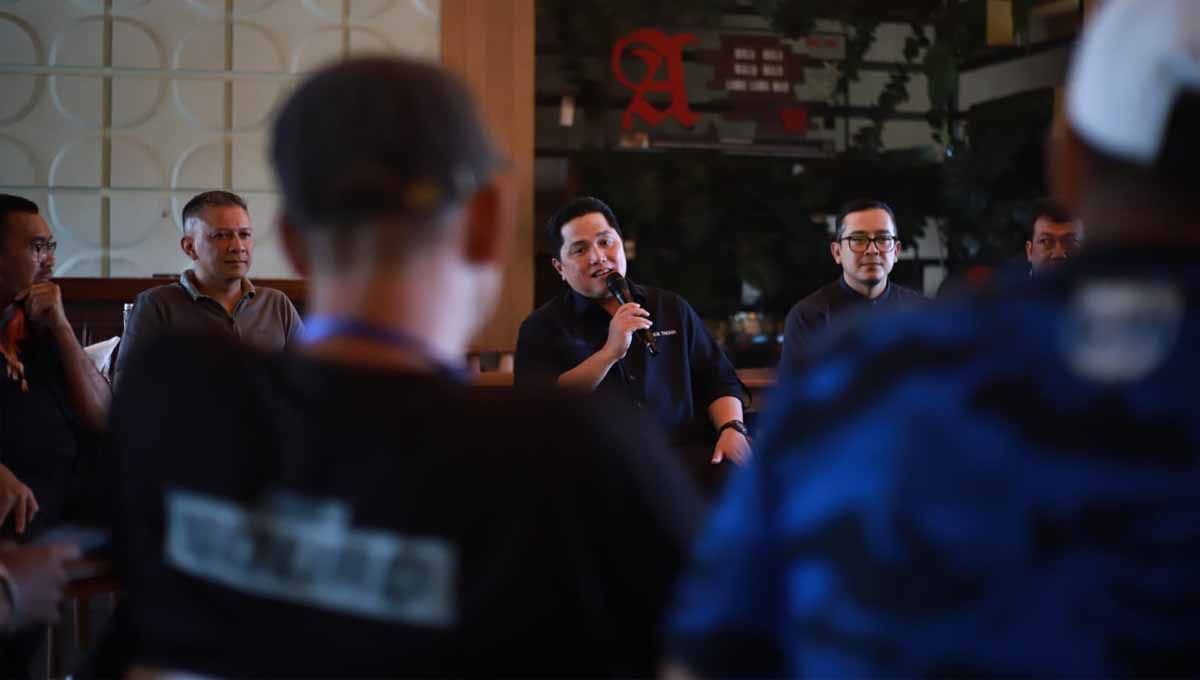 Ketua Umum PSSI, Erick Thohir saat menghadiri acara Sarasehan dengan Arema FC dan Aremania di Malang. (Foto: MO Arema FC) Copyright: © MO Arema FC