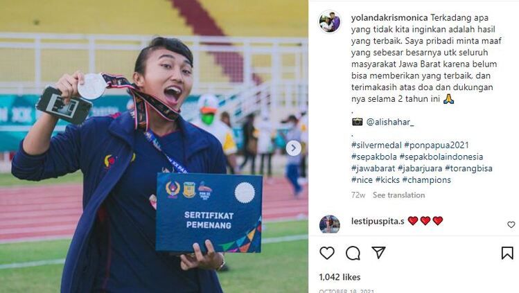 Yolanda Krismonica, kiper Timnas Putri Indonesia (Instagram @yolandakrismonica) Copyright: © Instagram @yolandakrismonica