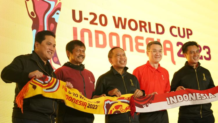 Acara peluncuran merchandise resmi Piala Dunia U-20 2023 di FX Senayan, Rabu (08/03/23). Copyright: © PSSI