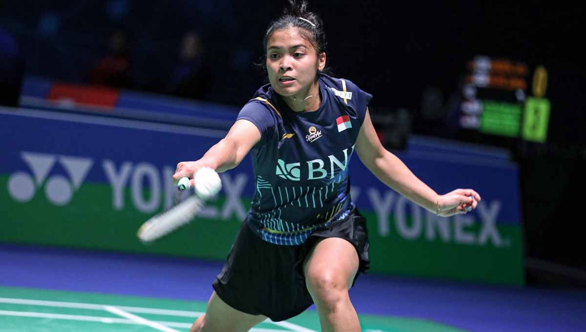 Tunggal putri Indonesia, Gregoria Mariska Tunjung, di laga perdana All England pada Selasa (14/3/2023), waktu Inggris. Foto: PBSI. Copyright: © PBSI