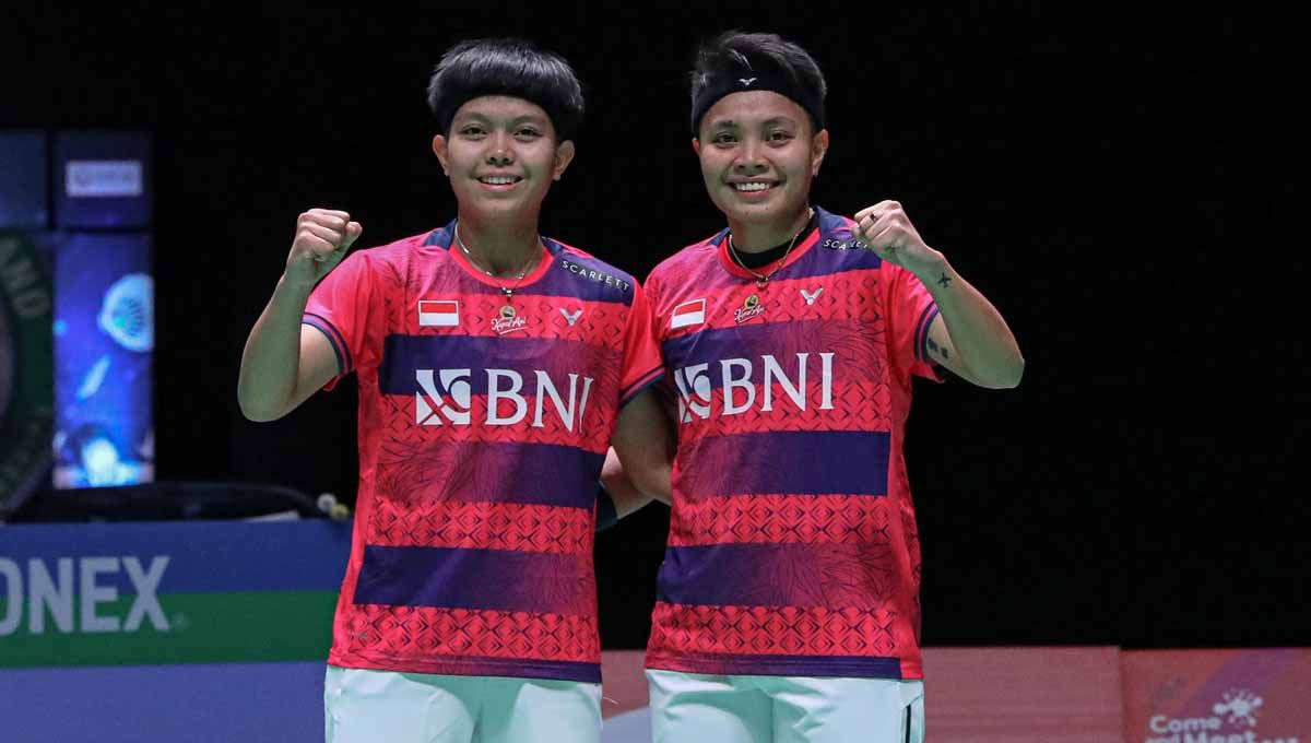 Hasil Swiss Open 2023 antara Apriyani Rahayu/Siti Fadia Silva Ramadhanti vs Supissara Paewsampran/Puttita Supajirakul, Jumat (24/3/23) dini hari WIB. (Foto: PBSI) Copyright: © PBSI