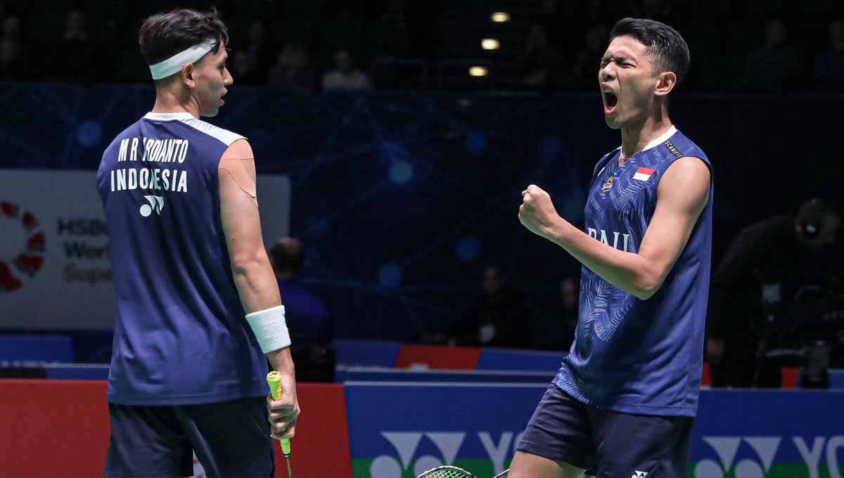 Pasangan ganda putra Indonesia Fajar Alfian/Muhammad Rian Ardianto di laga perdana All England. (Foto: PBSI) Copyright: © PBSI