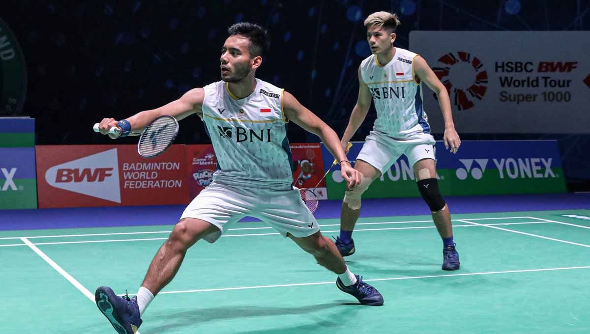 Pasangan ganda putra Indonesia, Pramudya Kusumawardana/Yeremia Rambitan saat tersingkir dari ajang All England 2023. (Foto: PBSI) Copyright: © PBSI