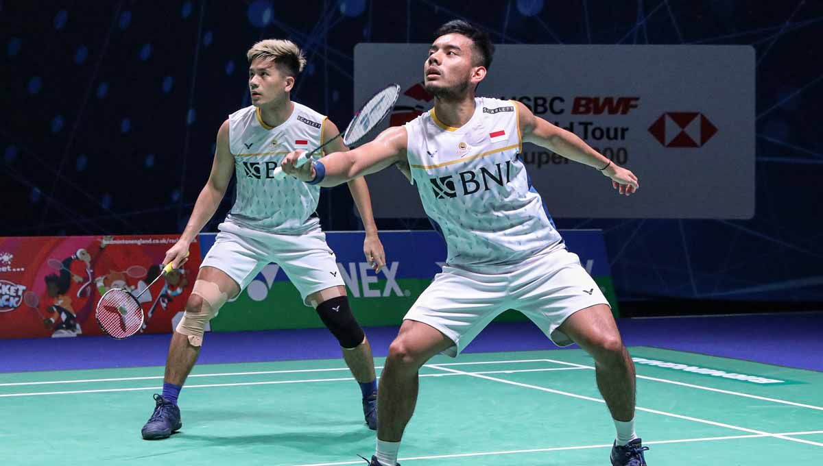 Pasangan ganda putra Indonesia Pramudya Kusumawardana/Yeremia Rambitan di laga perdana All England. Mereka berpeluang menjadi juara bertahan di Spain Masters 2023. (Foto: PBSI) Copyright: © PBSI