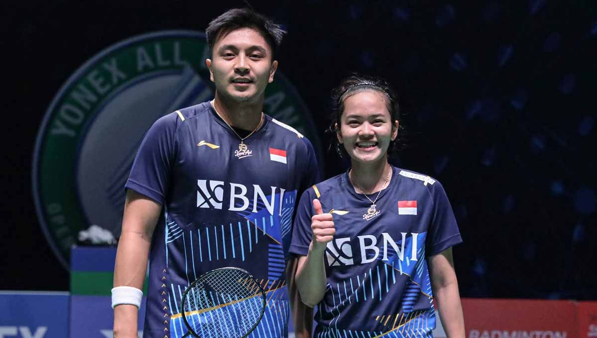 Pasangan ganda campuran Indonesia, Zachariah Josiahno Sumanti/Hediana Julimarbela saat berlaga di All England 2023. (Foto: PBSI) Copyright: © PBSI