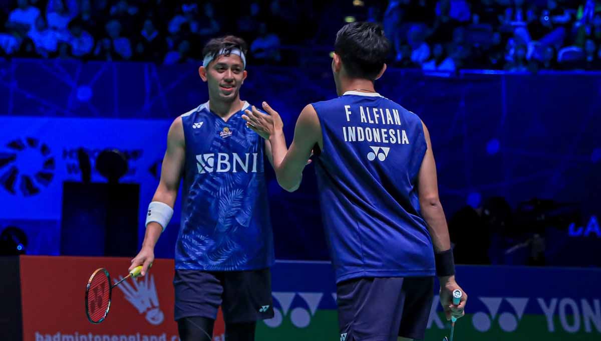 Pasangan ganda putra Indonesia, Fajar Alfian/Muhammad Rian Ardianto lolos perempat final Badminton Asia Championships (BAC) 2023. (Foto: PBSI) Copyright: © PBSI