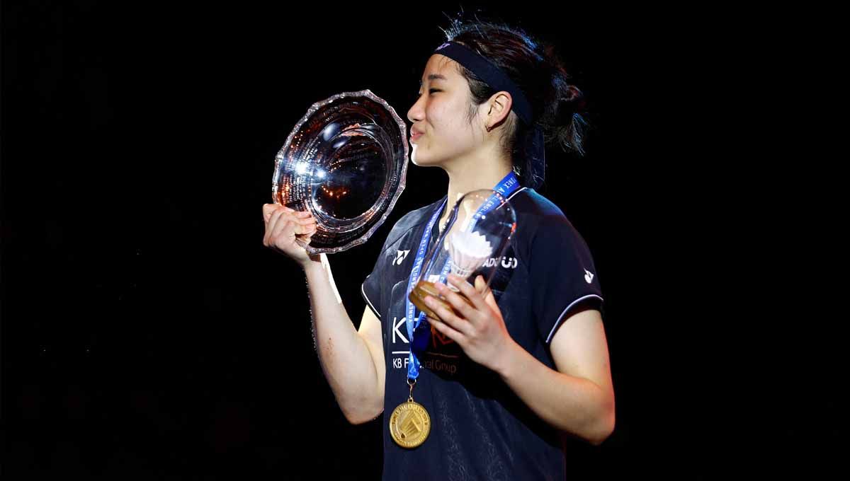 Tunggal putri Korea Selatan, An Se-Young berhasil menjadi juara All England 2023 pada Minggu (19/3/2023). (Foto: REUTERS/Andrew Boyers) Copyright: © REUTERS/Andrew Boyers