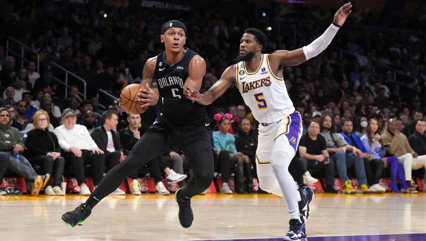 Pertandingan NBA antara Los Angeles Lakers vs Orlando Magic. (Foto: REUTERS/Kirby Lee) Copyright: © REUTERS/Kirby Lee