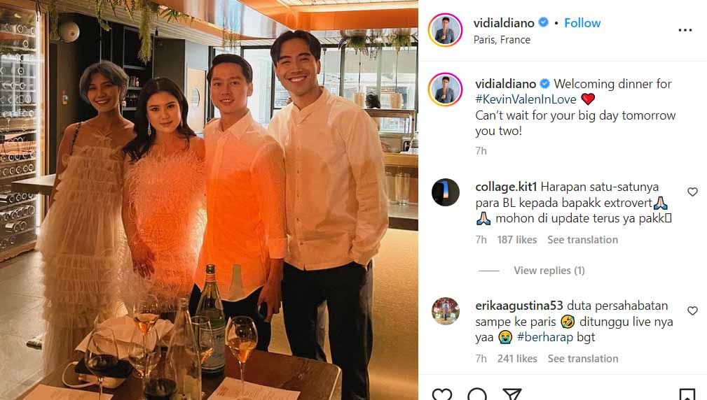 Liliana Tanoesoedibjo bagikan persiapan nikah Kevin Sanjaya dan Valencia Tanosoedibjo di Instagram yang memancing reaksi netizen. Copyright: © Instagram@vidialdiano
