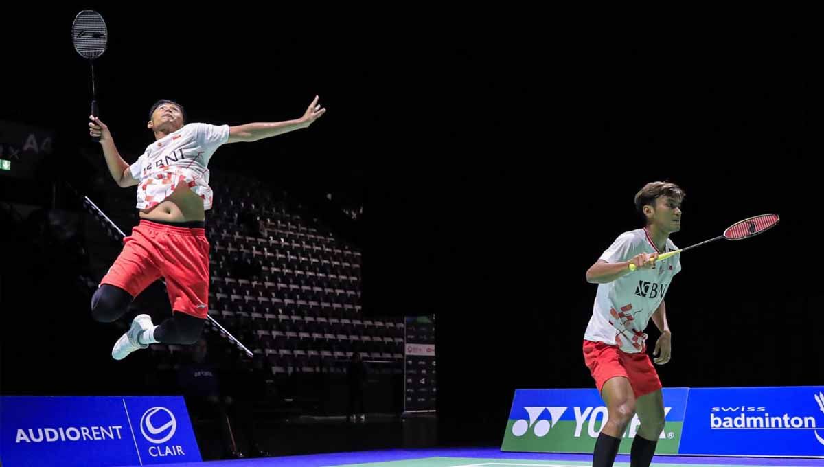 Pasanga ganda putra Indonesia Bagas Maulana/Muhammad Shohibul Fikri di Swiss Open 2023. (PBSI) Copyright: © PBSI