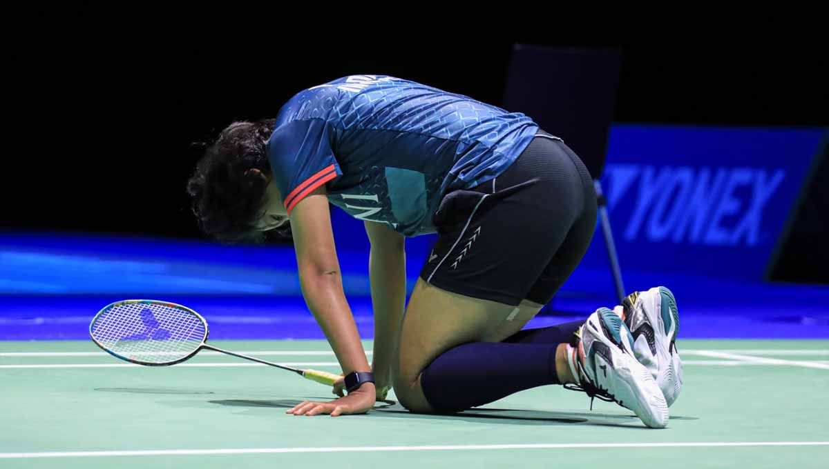 Tunggal putri Indonesia Putri Kusuma Wardani di Swiss Open 2023. Ia juga berupaya keras untuk bisa menaklukkan lawannya di Spain Masters 2023. (Foto: PBSI) Copyright: © PBSI