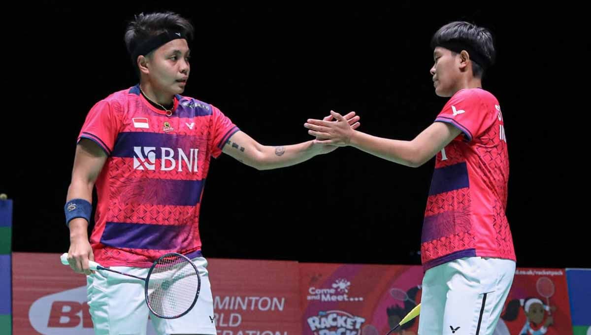 Apriyani Rahayu/Siti Fadia Silva Ramadhanti dibekuk bintang bulutangkis Korea Selatan, Jeong Na-eun/Kim Hye-jeong, di perempat final Malaysia Masters 2023. Copyright: © PBSI