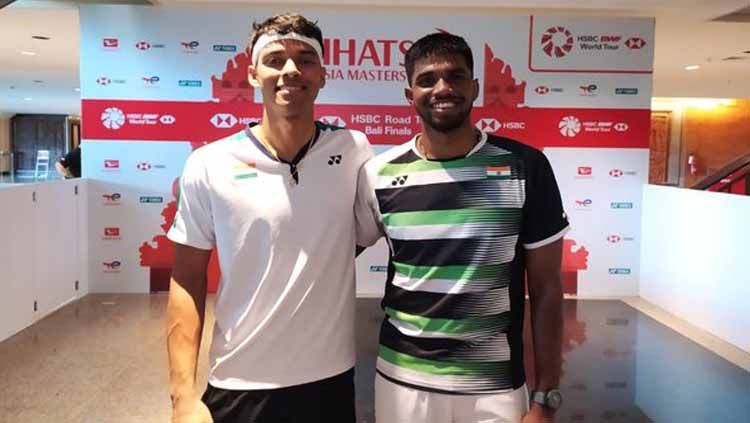 Ganda putra India, Satwiksairaj Rankireddy/Chirag Shetty sukses menjuarai Swiss Open 2023 usai mengalahkan wakil China sekaligus mencetak sejarah. (Foto: PBSI) Copyright: © PBSI