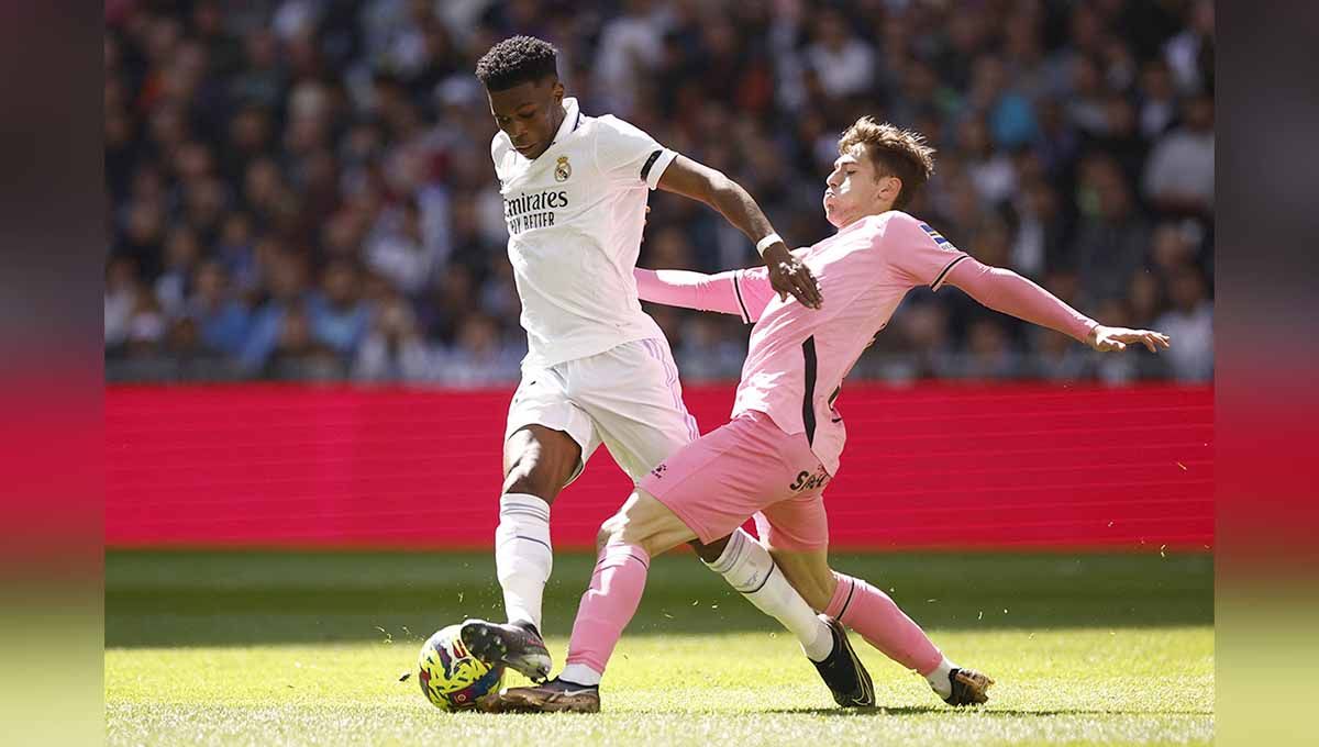 Pemain Real Madrid, Aurelien Tchouameni saat di laga antara Espanyol melawan Real Madrid. (Foto: REUTERS/Juan Medina) Copyright: © REUTERS/Juan Medina