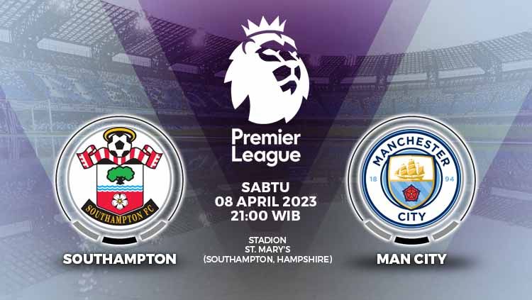 Prediksi Southampton vs Man City dalam Liga Inggris (Premier League) 2022-2023, yang berlangsung di St Mary's Stadium, Sabtu (08/04/23) pukul 23.30 WIB. Copyright: © Grafis: Yuhariyanto/INDOSPORT