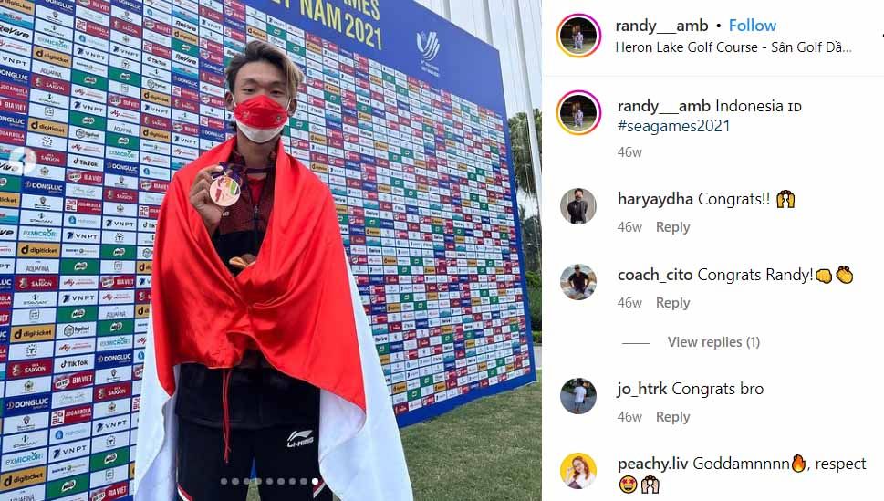 Pegolf muda Indonesia yakni Randy Arbenata siap membawa Indonesia kembali berjaya di SEA Games 2023. Copyright: © Instagram@randy___amb