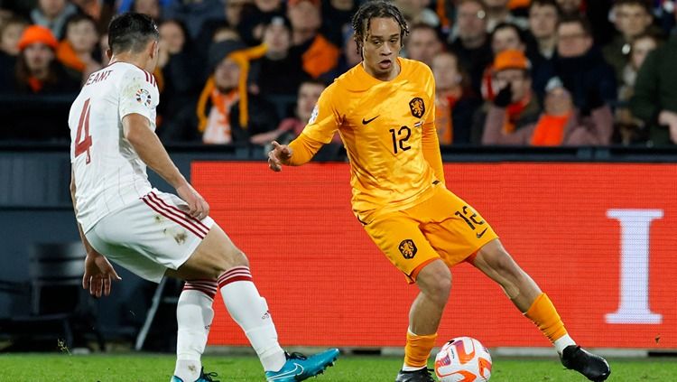 Aksi Xavi Simons di laga Belanda vs Gibraltar (28/03/23). (Foto: REUTERS/Piroschka Van De Wouw) Copyright: © REUTERS/Piroschka Van De Wouw