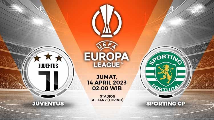 Pertandingan Liga Europa 2022-2023 Juventus vs Sporting Lisbon pada Jumat (14/04/23) dinihari WIB dapat Anda saksikan melalui link live streaming di sini. Copyright: © Grafis: Yuhariyanto/INDOSPORT