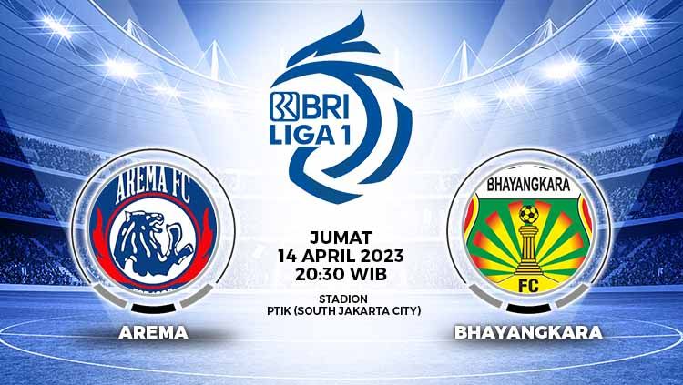 Prediksi pertandingan antara Arema FC vs Bhayangkara FC yang tak menentukan apapun dalam pekan ke-34 Liga 1, Jumat (14/04/23). Copyright: © Grafis: Yuhariyanto/INDOSPORT