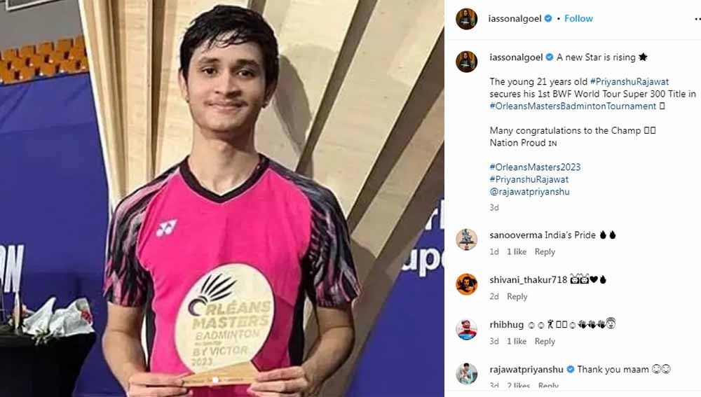 Mengenal lebih dalam Priyanshu Rajawat, jimat tersembunyi India yang merekah jelang kejuaraan bulutangkis beregu campuran Piala Sudirman 2023 mendatang. Copyright: © Instagram@iassonalgoel