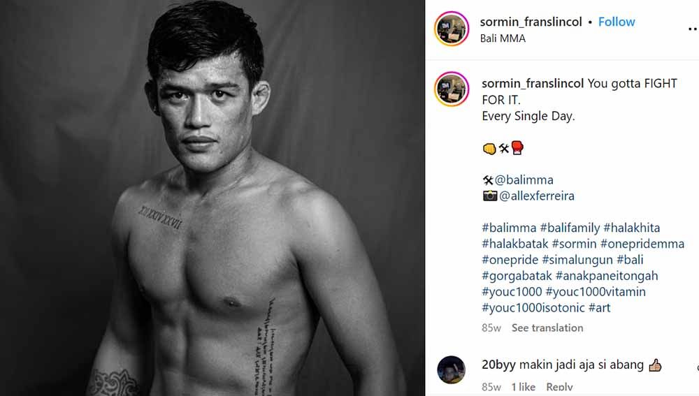 Frans Sormin, petarung MMA yang berjuang tampil di Cage Warriors. (Foto: Instagram@sormin_franslincol) Copyright: © Instagram@sormin_franslincol