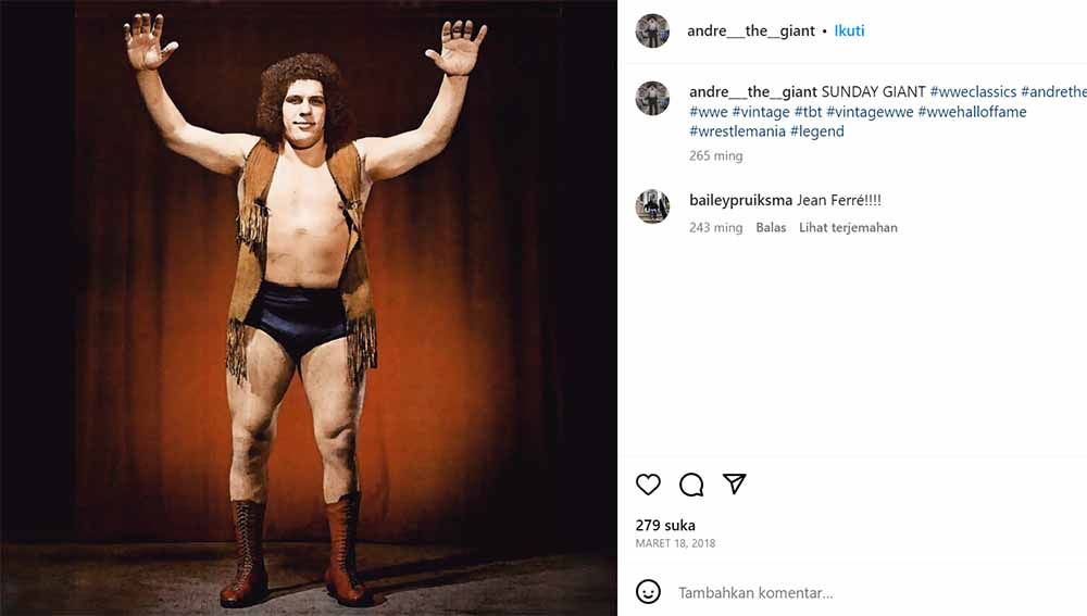 Andre The Giant, pegulat raksasa di dunia. (Foto: Instagram@andre___the__giant) Copyright: © Instagram@andre___the__giant