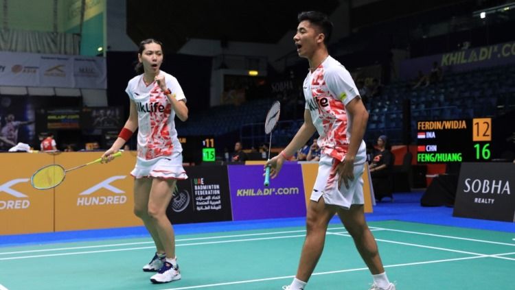 Catatan apik Dejan/Gloria usai tumbangkan Feng Yan Zhe/Huang Dong Ping di Badminton Asia Championships 2023 (BAC). Copyright: © PBSI