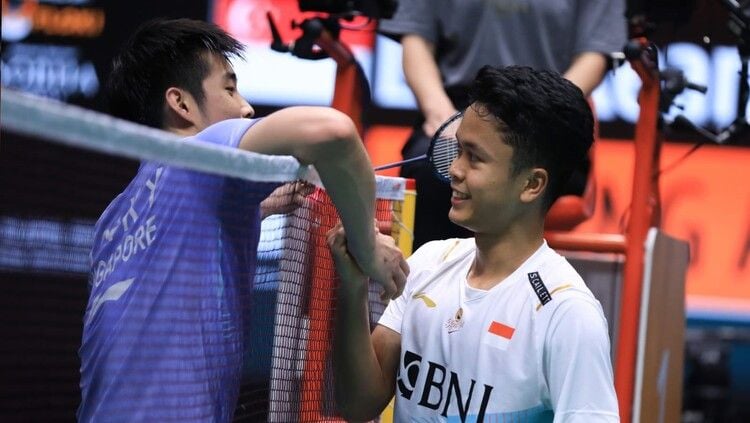 Anthony Sinisuka Ginting vs Loh Kean Yew di final Badminton Asia Championships (BAC) 2023. Copyright: © Humas PP PBSI