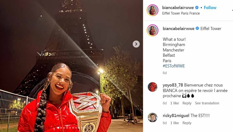 Pegulat wanita Amerika Serikat, Bianca Belair. Foto: Instagram@biancabelairwwe. Copyright: © Instagram@biancabelairwwe