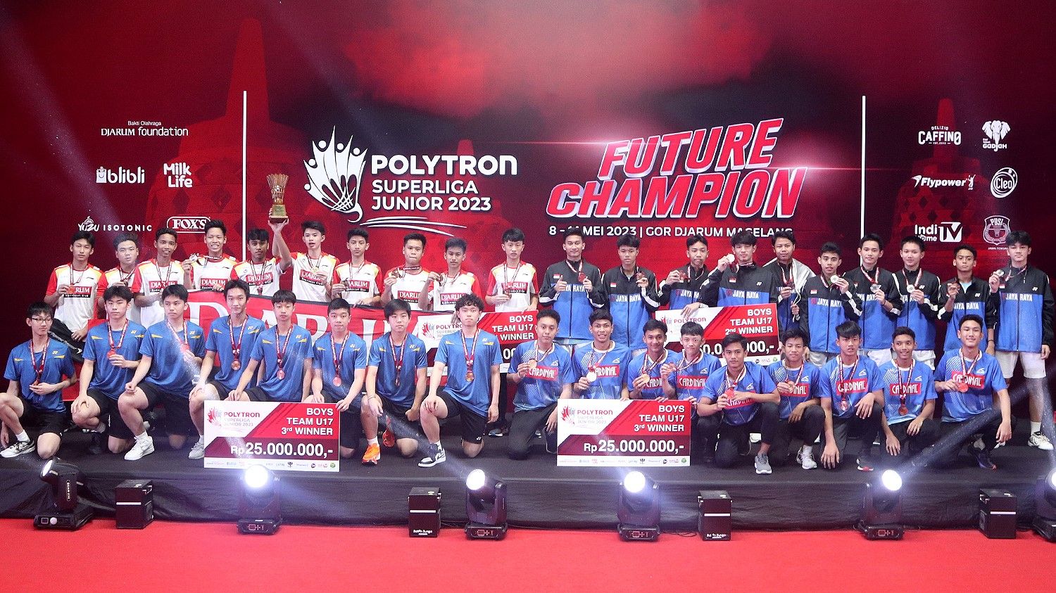 Podium juara Polytron Superliga Junior 2023 U-17 Putra (Foto: Megapro) Copyright: © Megapro