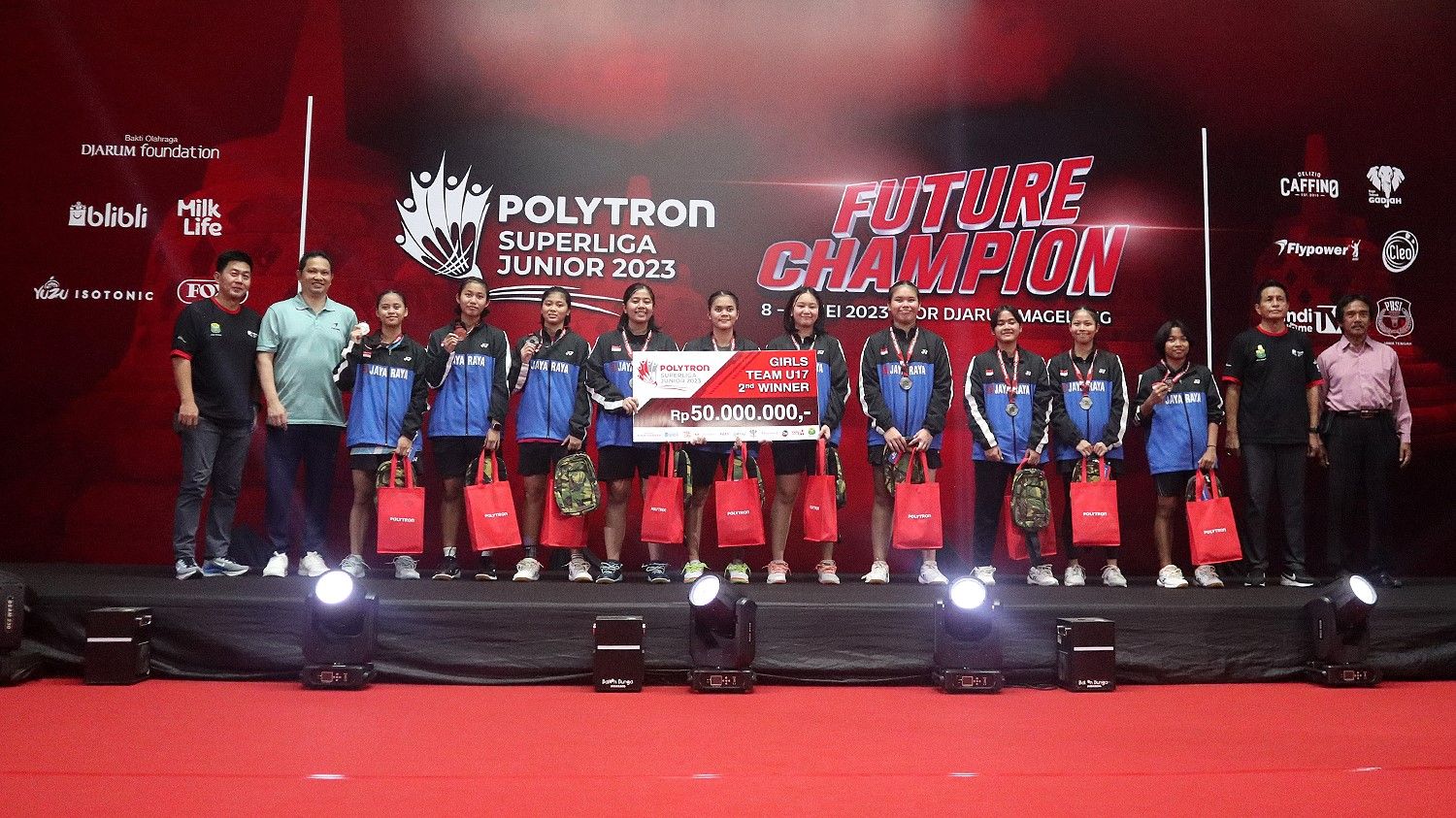 Podium juara Polytron Superliga Junior 2023 U-17 Putri (Foto: Megapro) Copyright: © Megapro
