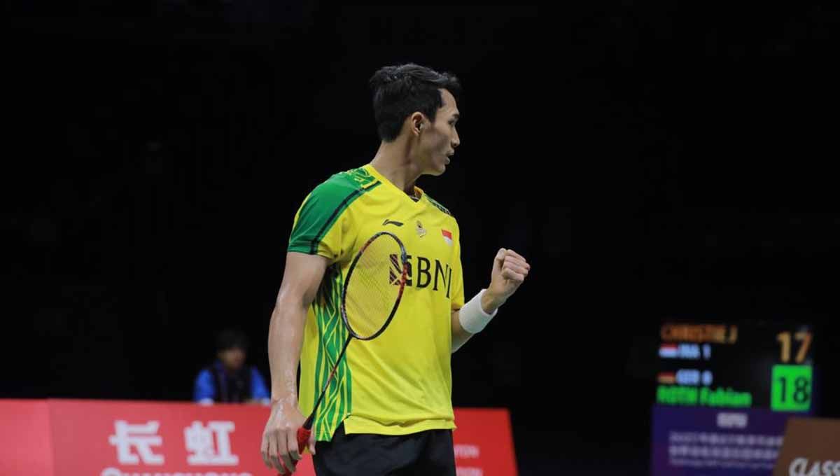 Tunggal putra Indonesia, Jonatan Christie di Piala Sudirman 2023. (Foto: PBSI) Copyright: © PBSI