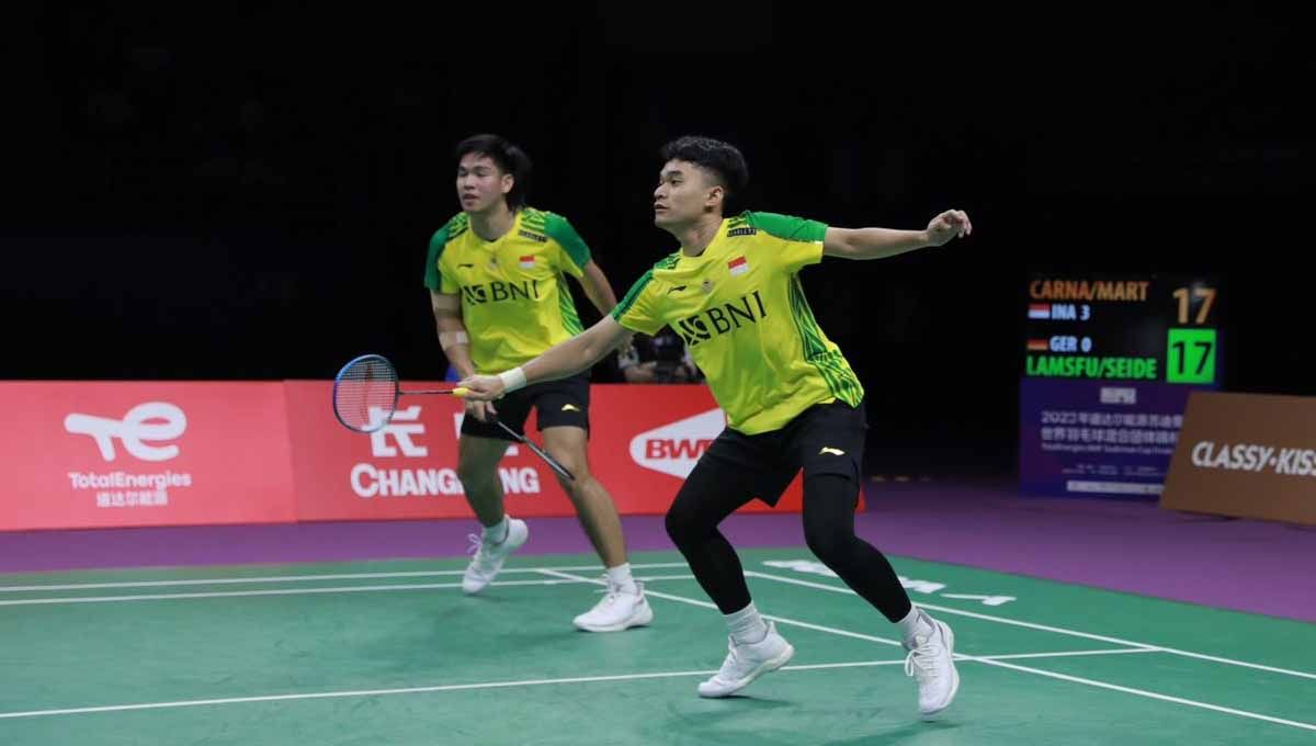 Badminton Lovers (BL) soroti keangkeran Thailand Open 2023 usai unggulan ranking BWF gugur seperti Liu Yuchen/Ou Xuanyi hingga Leo Carnando/Daniel Marthin. Copyright: © PBSI