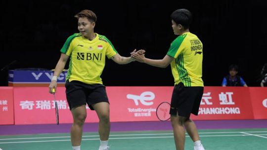 Pasangan ganda putri Indonesia, Apriyani Rahayu/Siti Fadia Silva Ramadhanti di Sudirman Cup 2023. (Foto: PBSI) Copyright: © PBSI