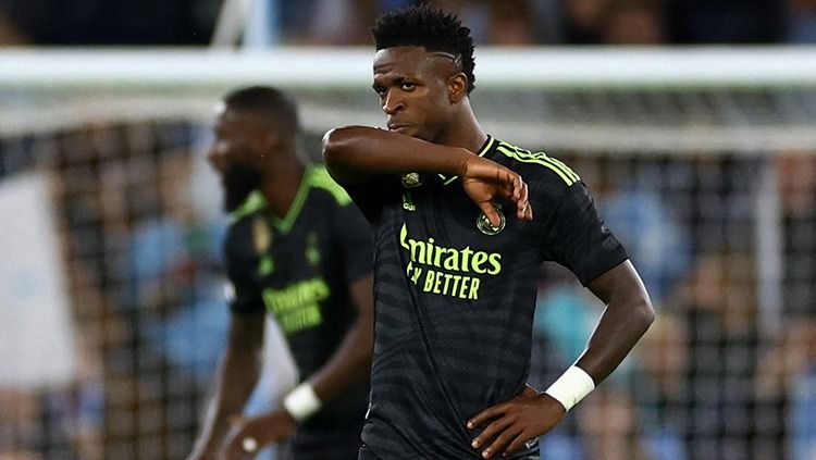 Ekspresi kecewa Vinicius Junior di laga Real Madrid vs Manchester City (18/05/23). (Foto: REUTERS/Carl Recine) Copyright: © REUTERS/Carl Recine