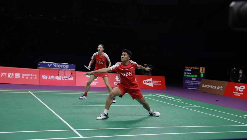 Pasangan ganda campuran Indonesia, Dejan Ferdinansyah/Gloria Emanuelle Widjaja di Piala Sudirman 2023. (Foto: PBSI) Copyright: © PBSI