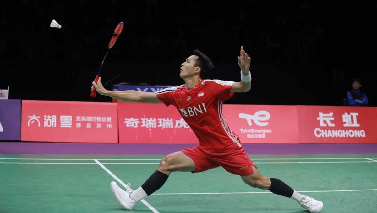 Tunggal putra Indonesia, Jonatan Christie tumbang di babak 16 besar Malaysia Masters 2023. (Foto: PBSI) Copyright: © PBSI